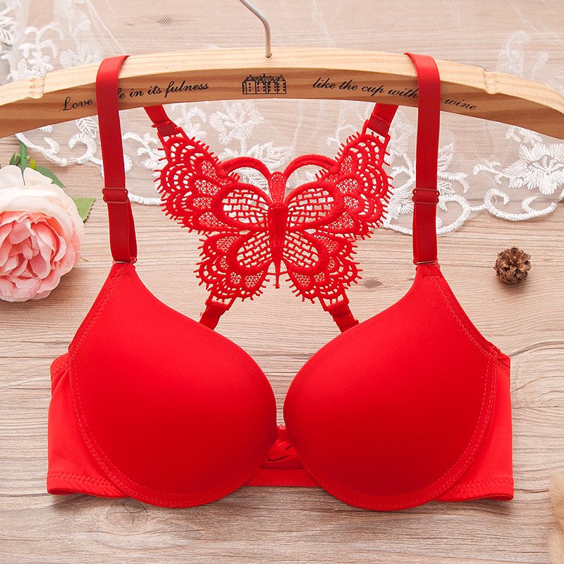 Butterfly red bra