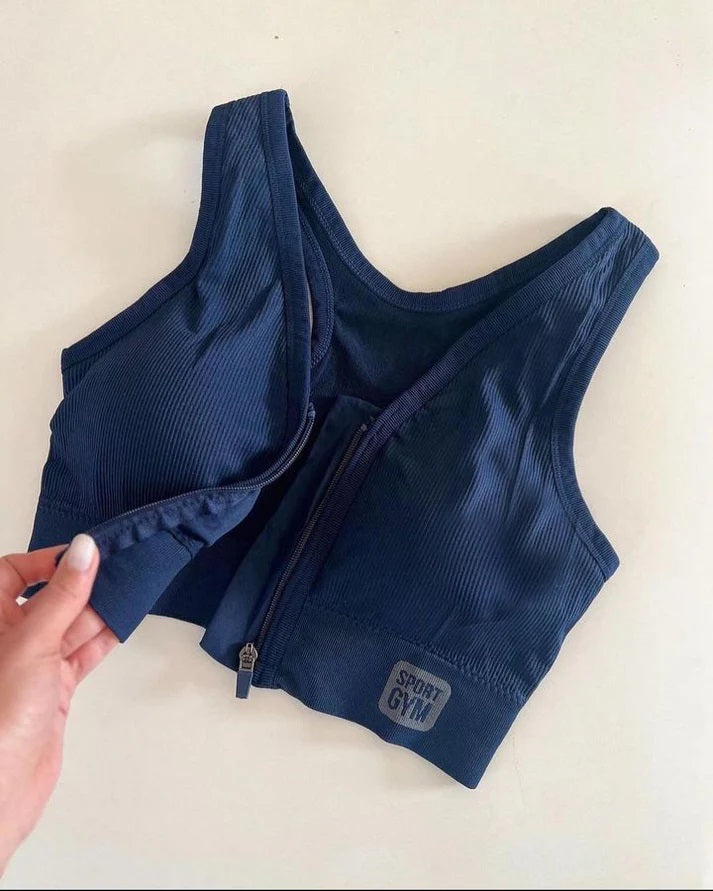 front zip sports bra