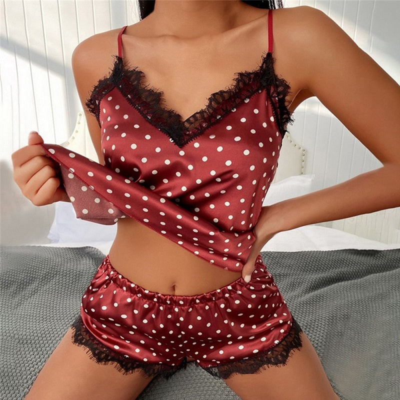 Two Piece Stylish Printed Nighty dotted