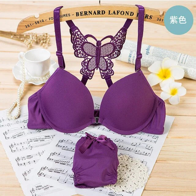 Butterfly Bra Panty Set Front Open