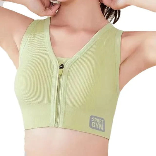 front zip sports bra